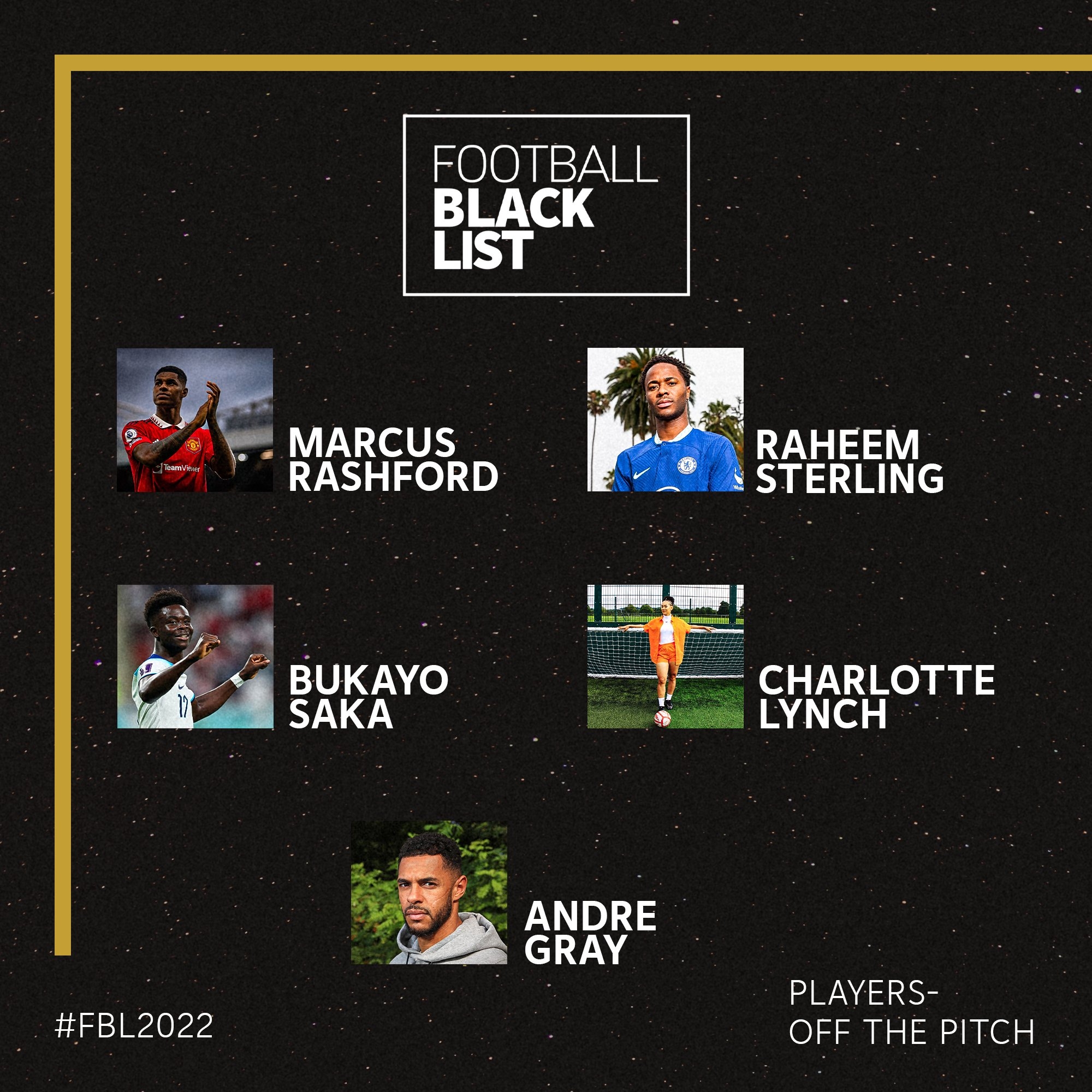 官方：拉什福德、萨卡、斯特林入选年度黑人足球名单