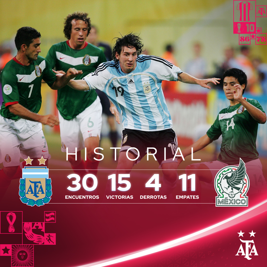 大战在即，阿根廷官方晒与墨西哥交手战绩：30场比赛15胜11平4负