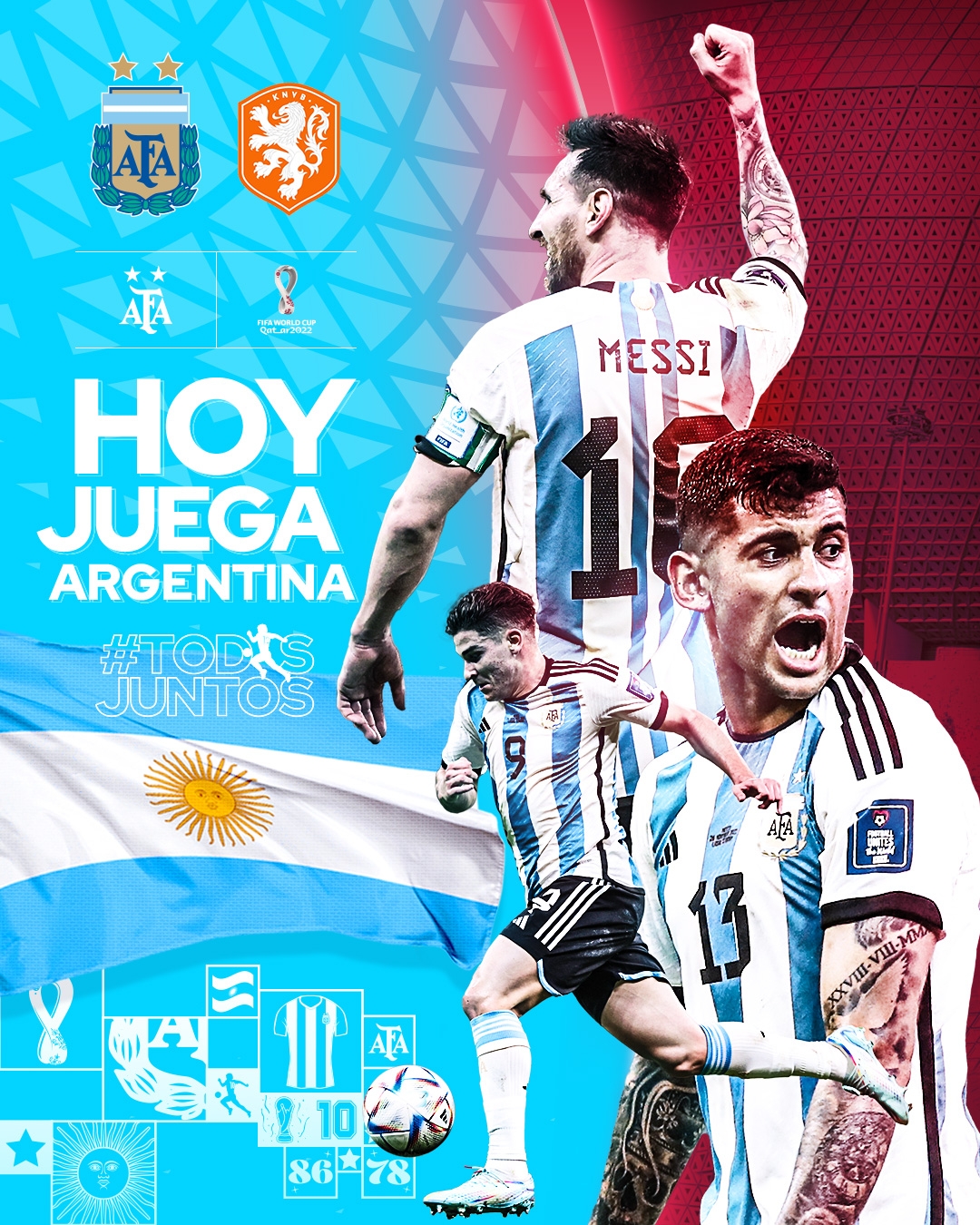 阿根廷官推晒战荷兰海报：梅西、阿尔瓦雷斯、罗梅罗出镜