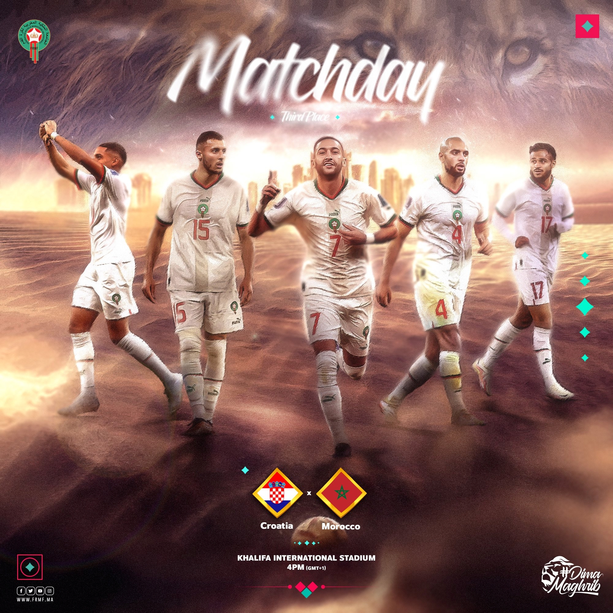 摩洛哥晒海报预热世界杯季军战：齐耶赫领衔，布法尔、阿马拉在列