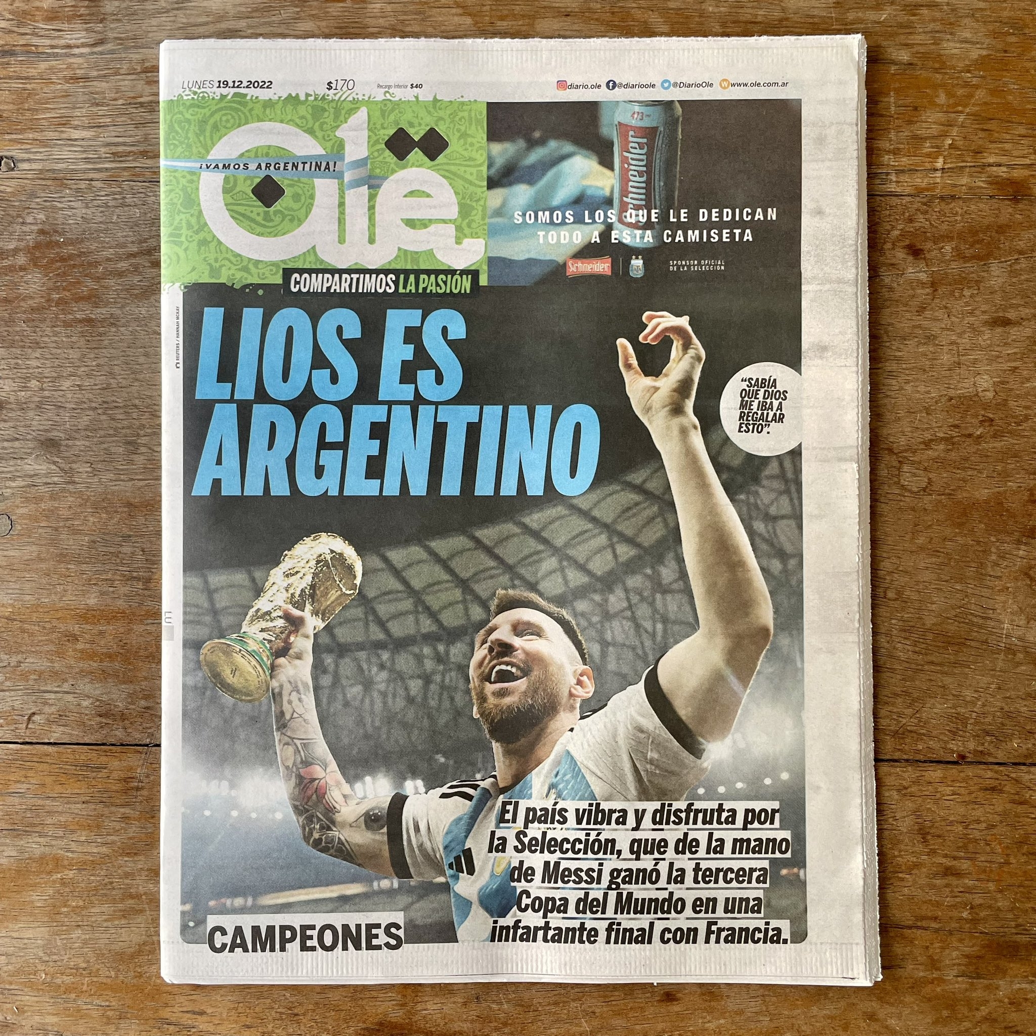 梅西和大力神杯刷屏！来看看今天阿根廷各大报纸的头版