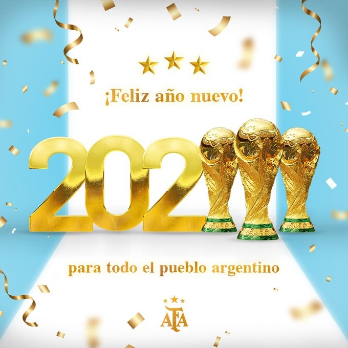 阿根廷晒海报送新年祝福，2023的“3”被三座大力神杯取代