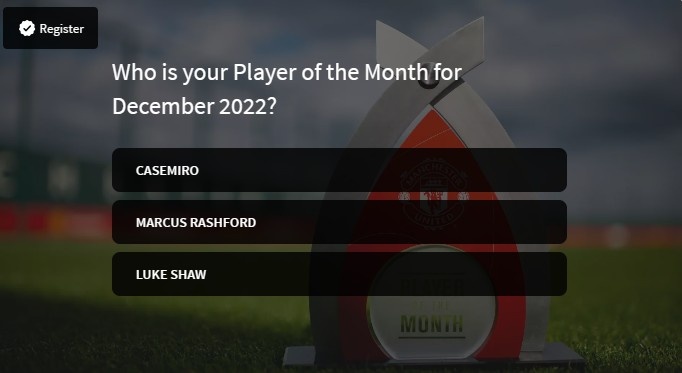 曼联公布12月最佳球员候选：卡塞米罗、拉什福德、卢克-肖