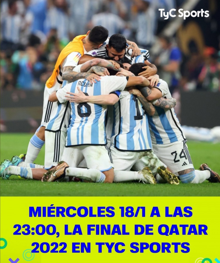 重温夺冠时刻！阿根廷媒体TYC宣布将在今晚重播世界杯决赛