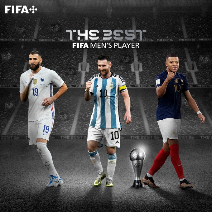 FIFA年度最佳球员三人候选：梅西、本泽马、姆巴佩