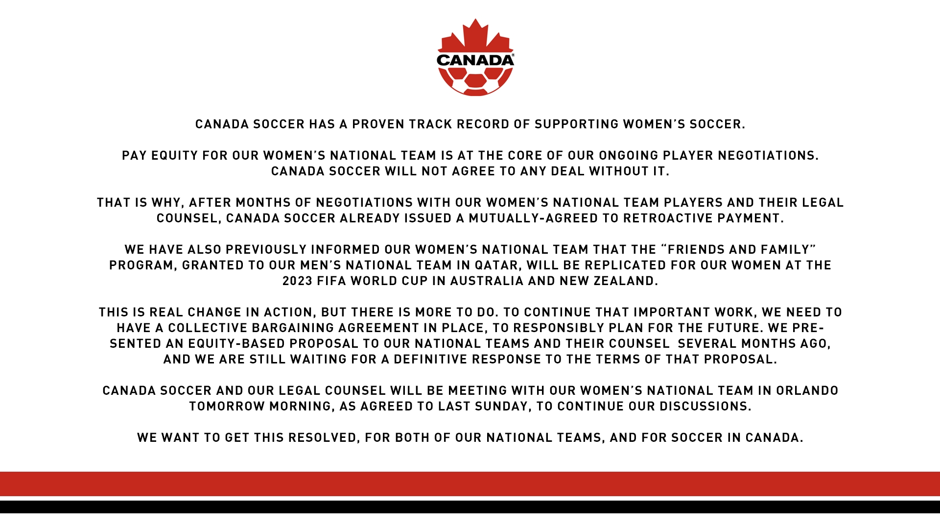 女足因薪资问题提出罢工，加拿大足协回应：将和男女足达成协议