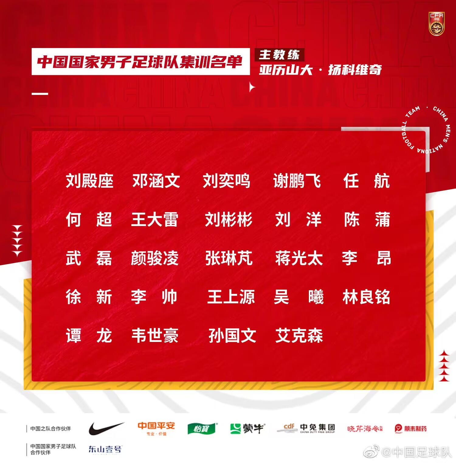 对比12强赛西征名单，蒋光太、吴曦、谭龙、徐新等10人连续入选