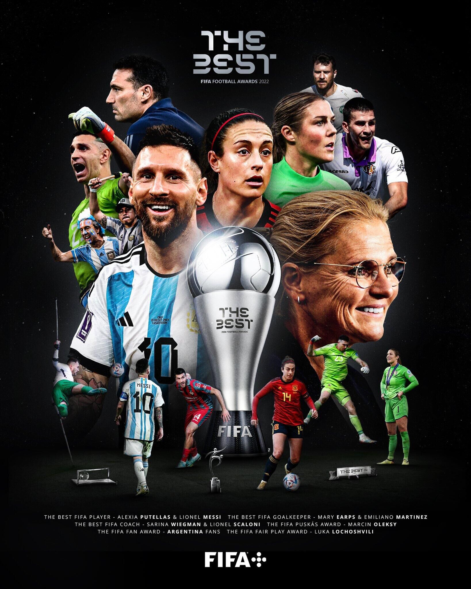 FIFA年度奖项汇总：阿根廷包揽三项大奖成最大赢家