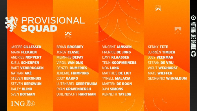 荷兰预选名单：范迪克领衔，F-德容、德佩在列，维纳尔杜姆入选