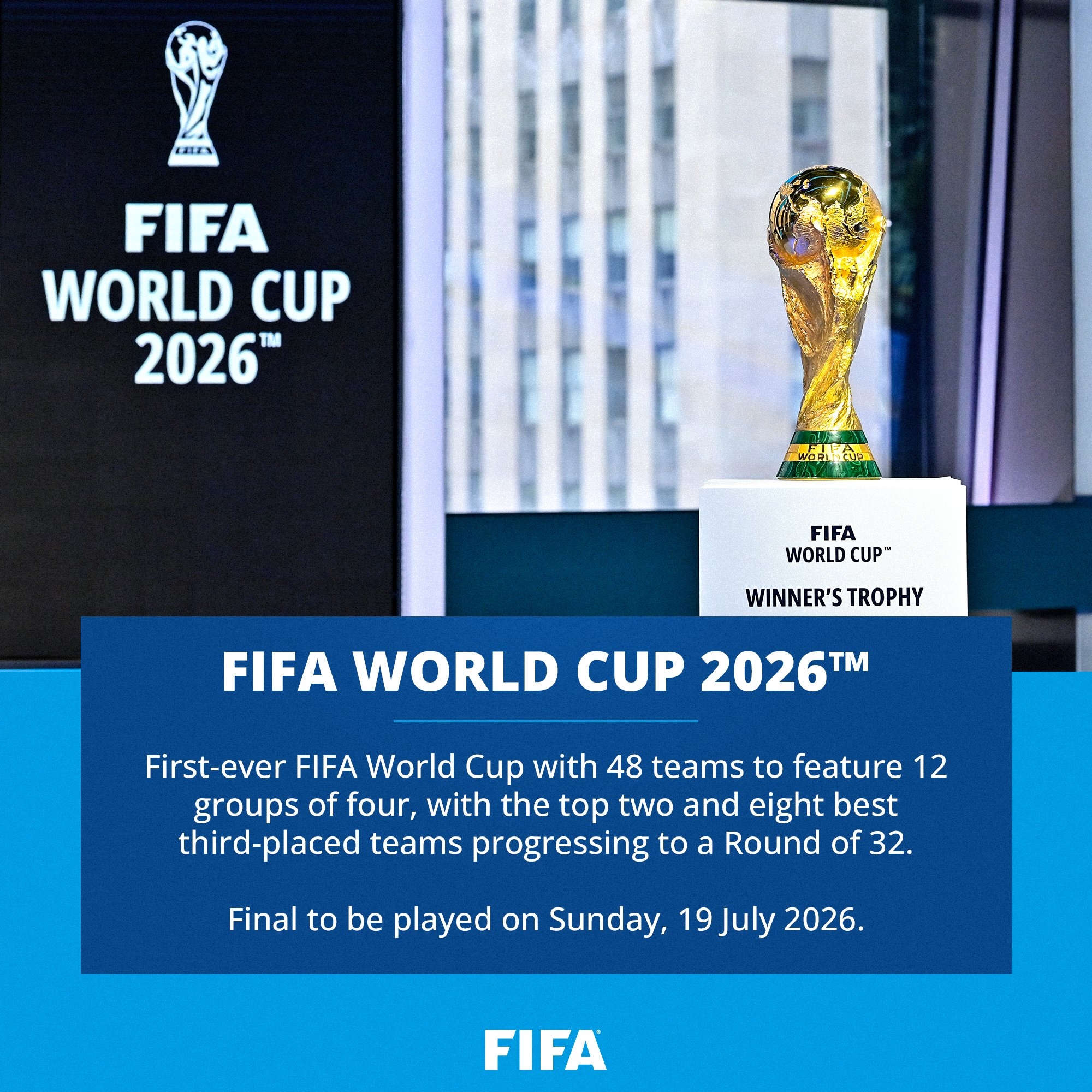 FIFA官方：2026世界杯赛制为48队12组，小组前二&8个第三晋级32强