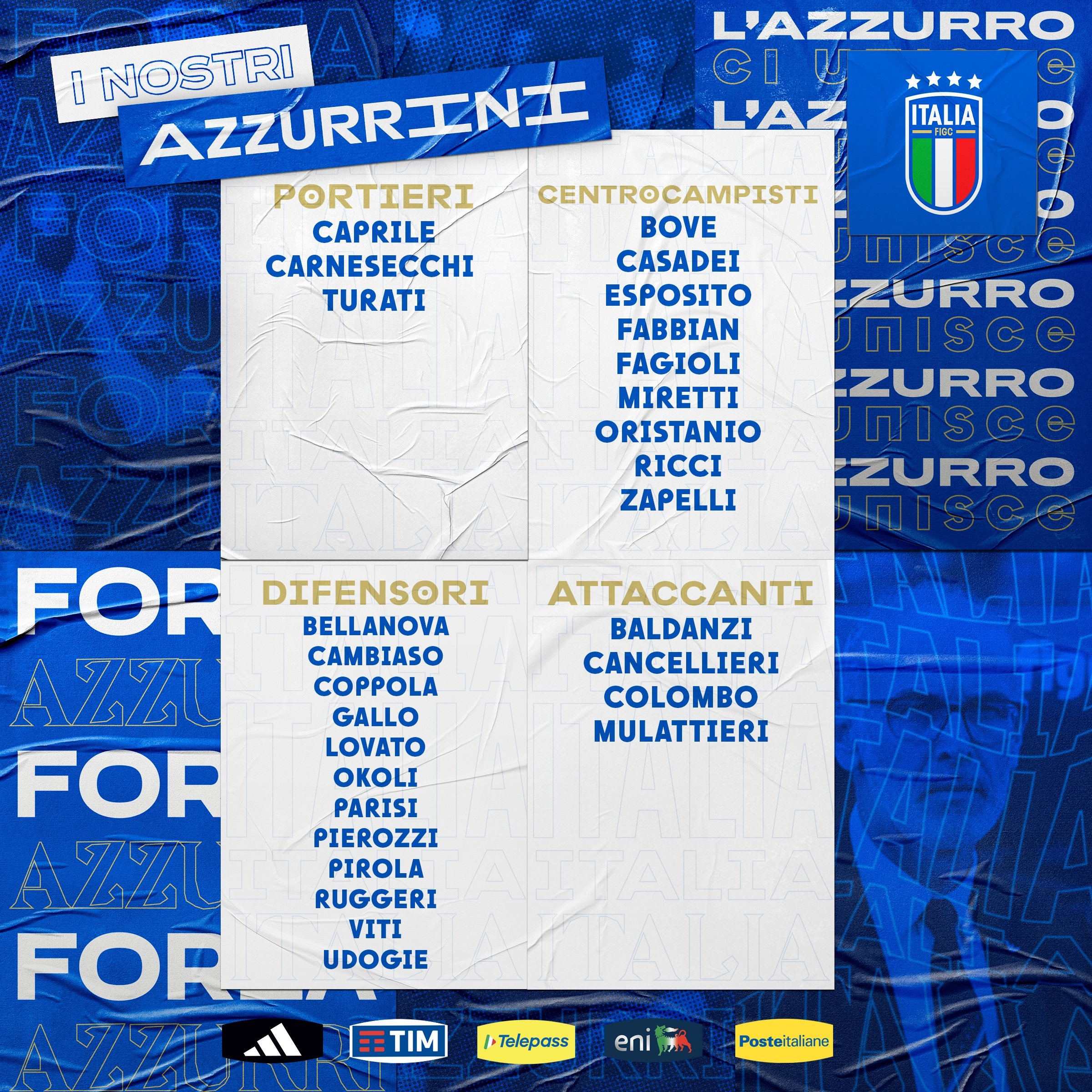 意大利U21公布28人大名单：尤文新星米雷蒂、法乔利入选