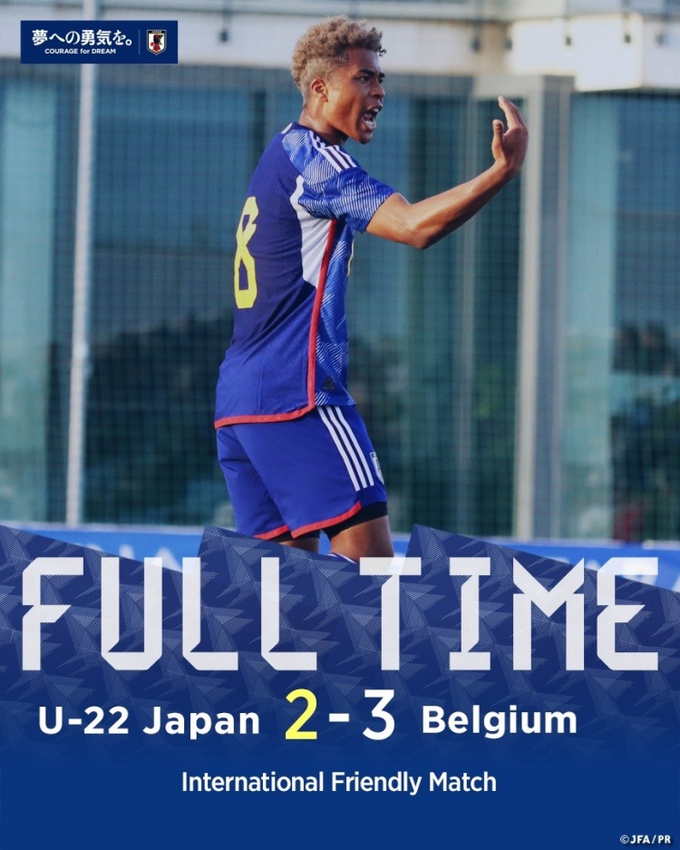 热身赛日本U22以2-3不敌比利时U22，赛后进行点球大战日本4-3胜出