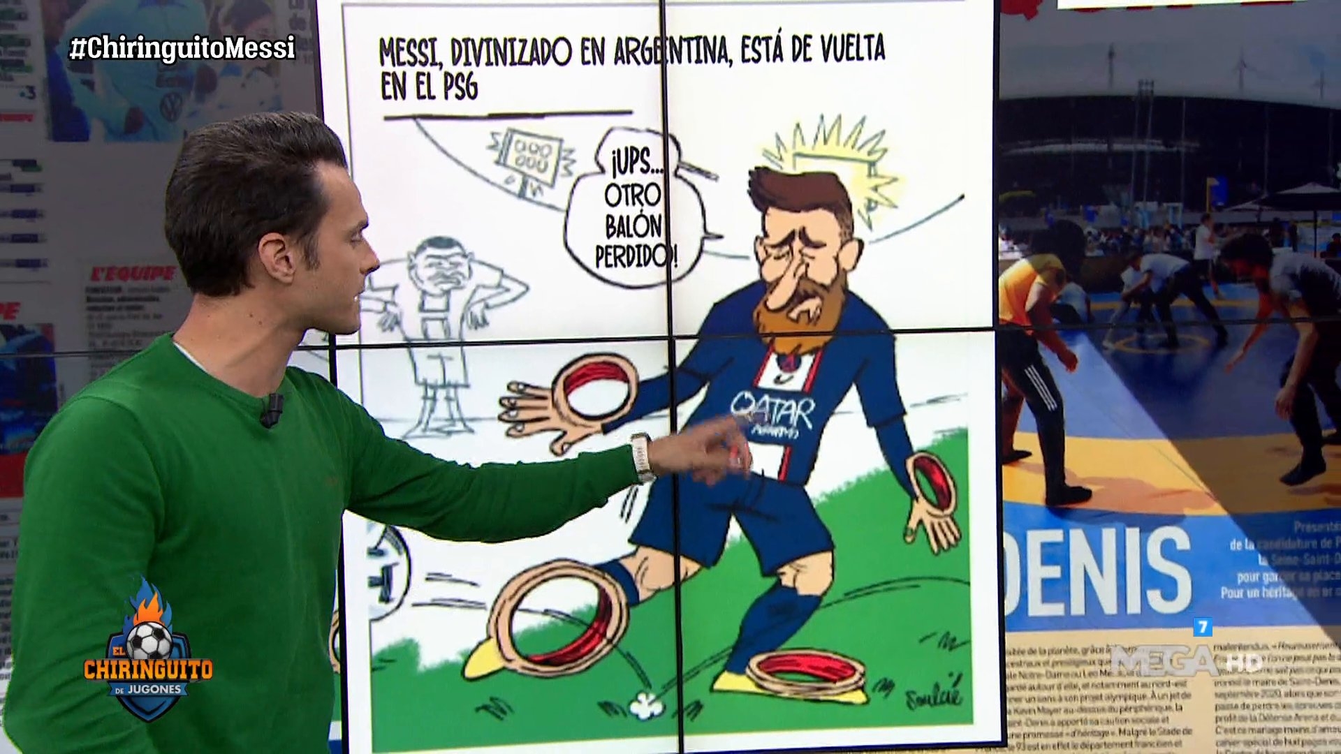 六台晒队报讽刺梅西漫画：在阿根廷无所不能的梅西回到巴黎后