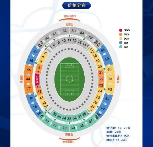 沧州雄狮2023赛季票务方案：年票300-3000元，单场50-300元