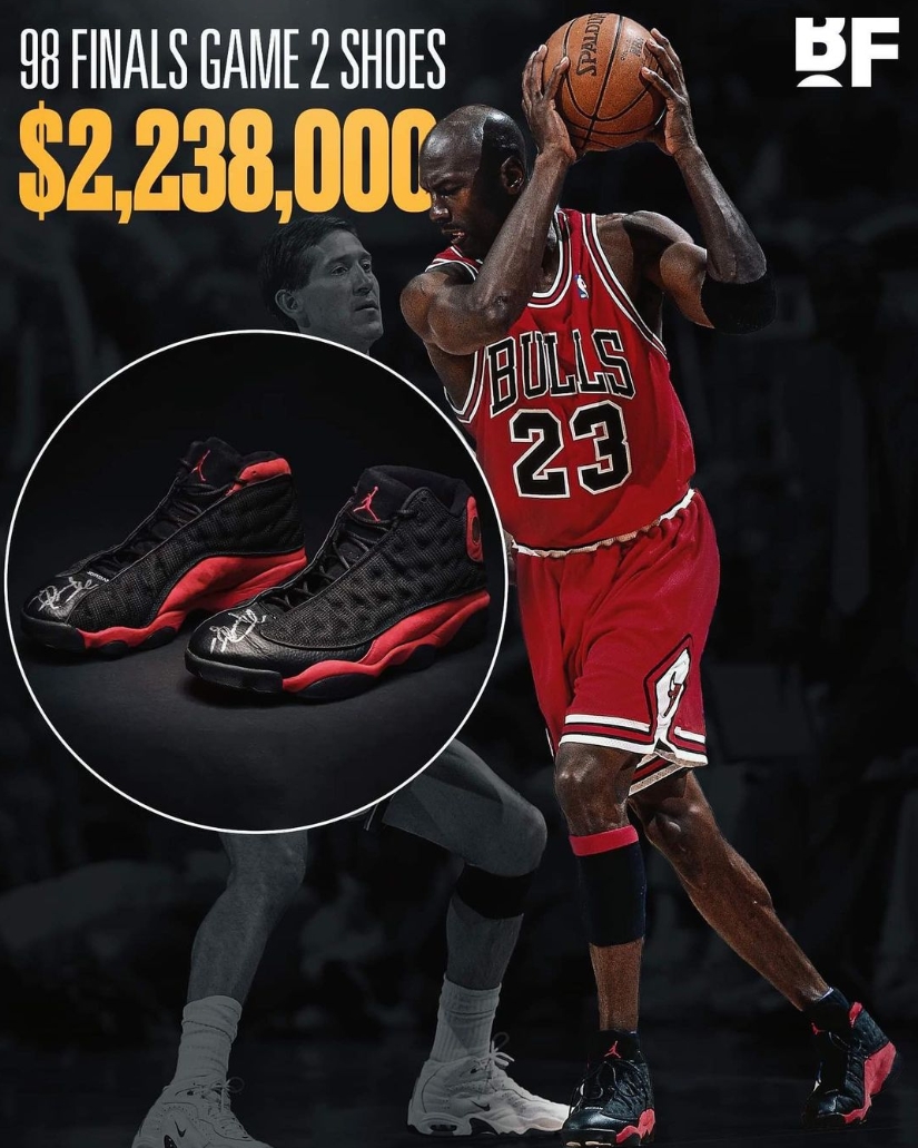 乔丹98总决G2上脚的AJ13拍出223.8万美元高价 创运动鞋历史纪录