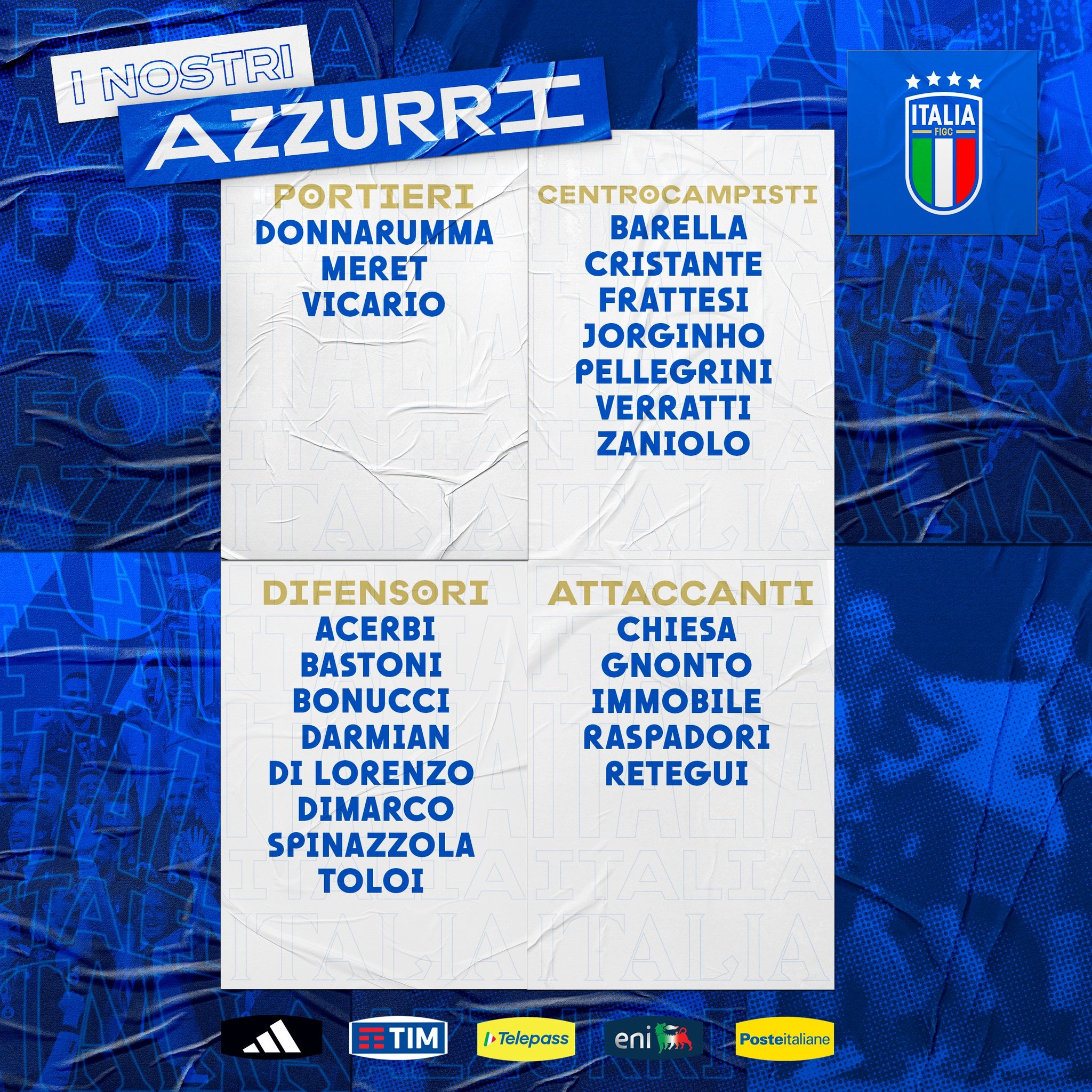意大利大名单：扎尼奥洛、雷特吉在列，国米5人入选AC米兰0人入选