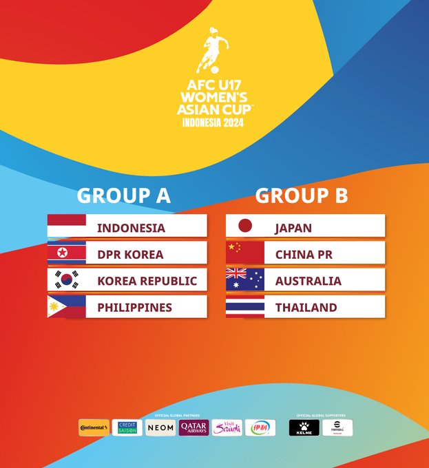 死亡之组U17女足亚洲杯分组：中国、日本、澳大利亚、泰国同组