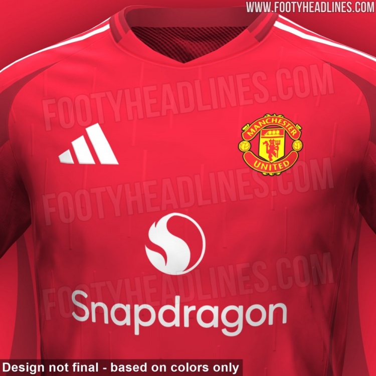 装备网站透露曼联新主场球衣：配色中不含黑色，将由两种红色组成