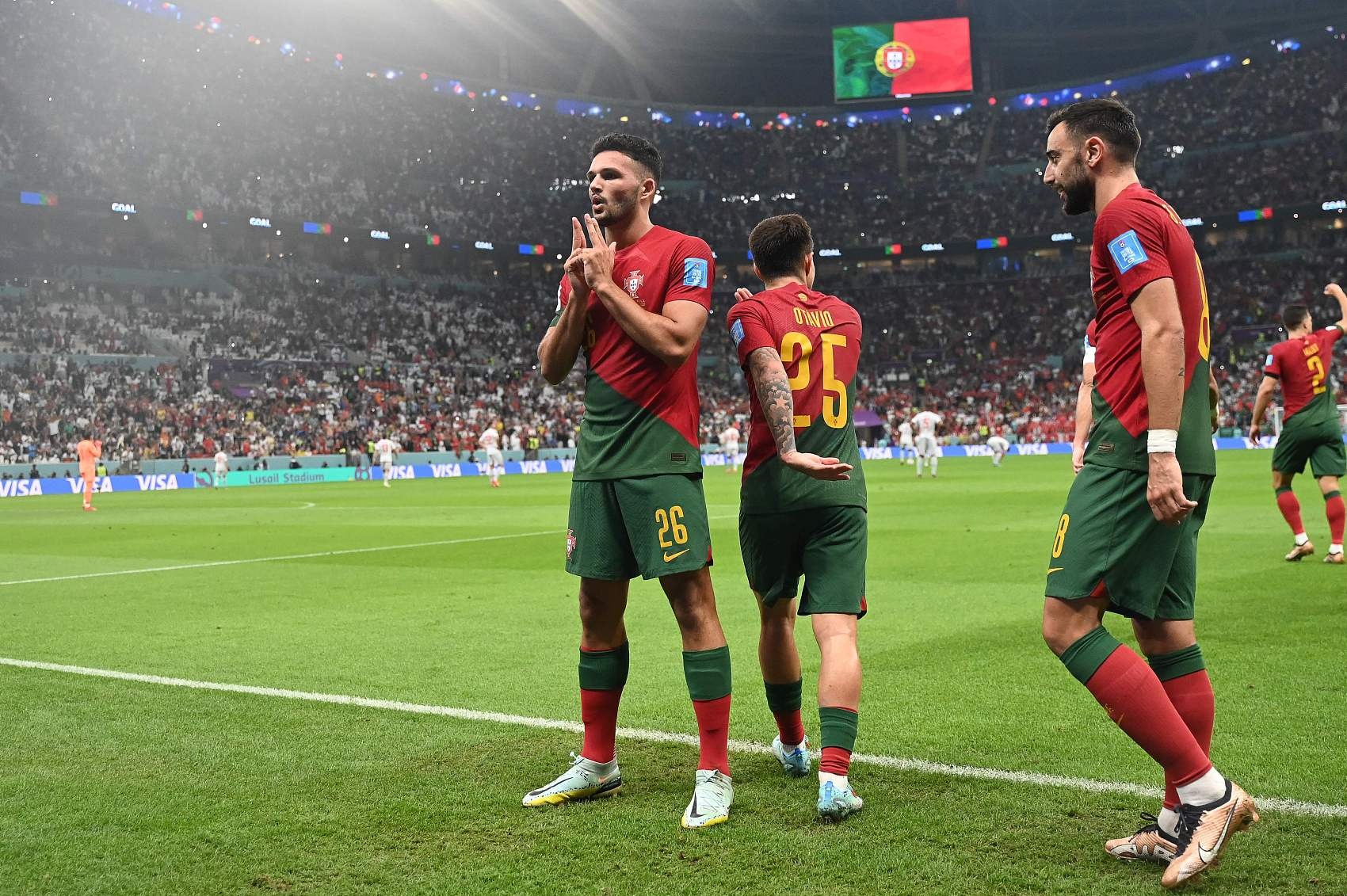 单场世界杯淘汰赛进2+球，贡萨洛-拉莫斯是葡萄牙队史第二人