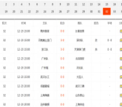 中超联赛今日赛程安排