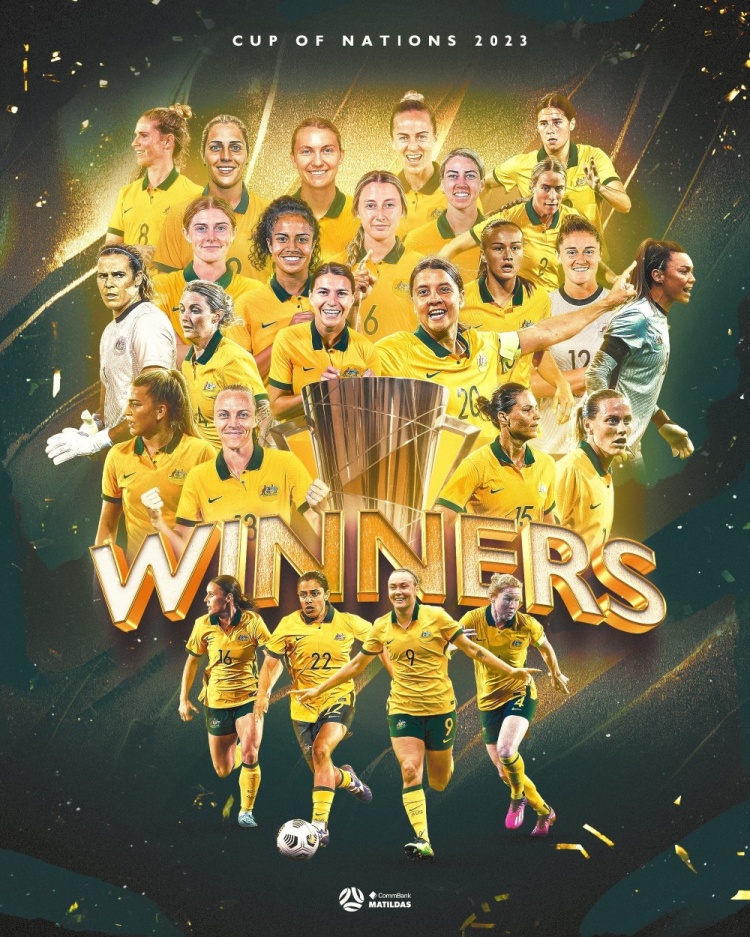澳大利亚女足四国赛以3战全胜的成绩夺冠，西班牙女足2胜1负第二
