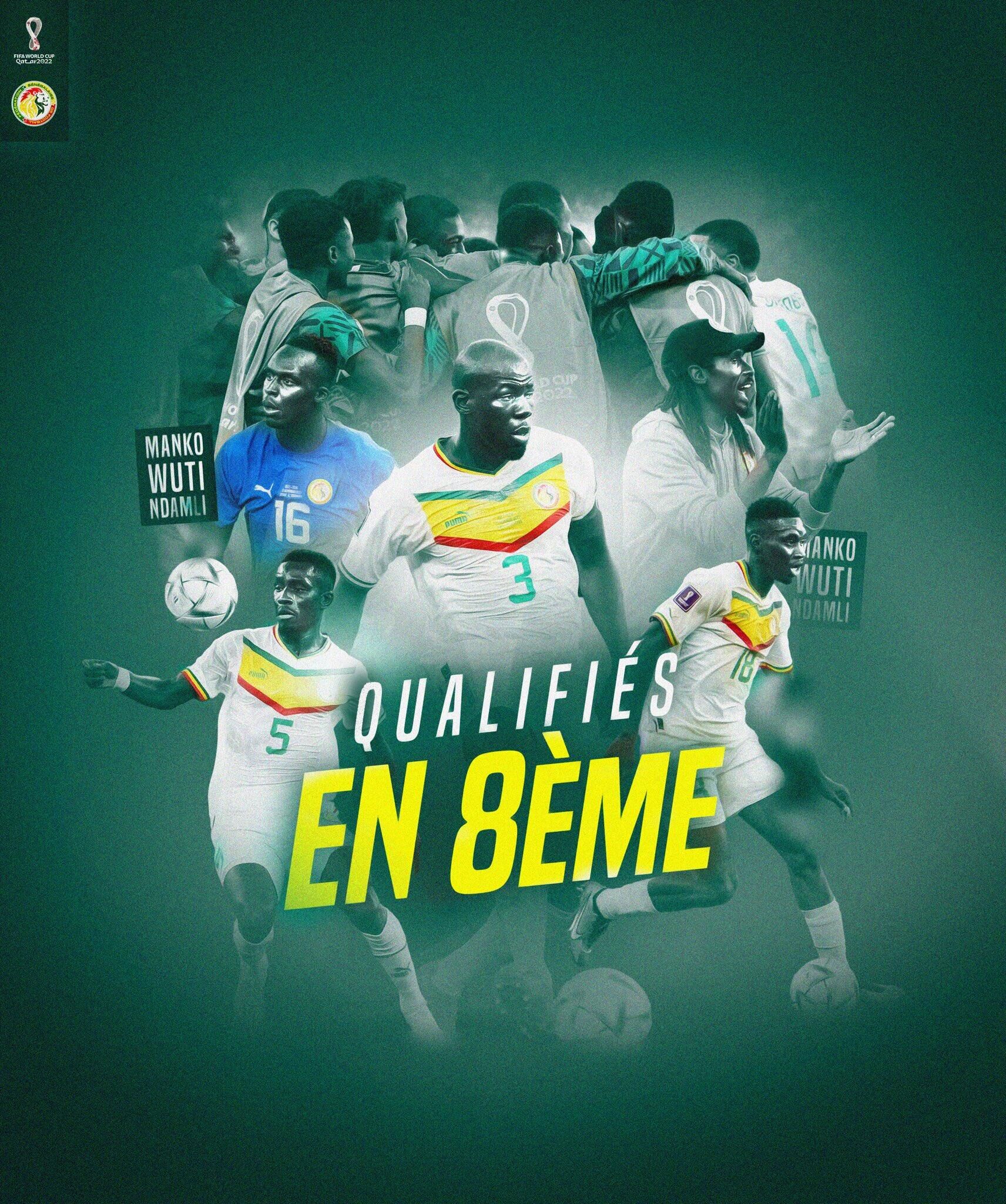 塞内加尔队史第2次世界杯小组出线，首次为02年力压法国、乌拉圭
