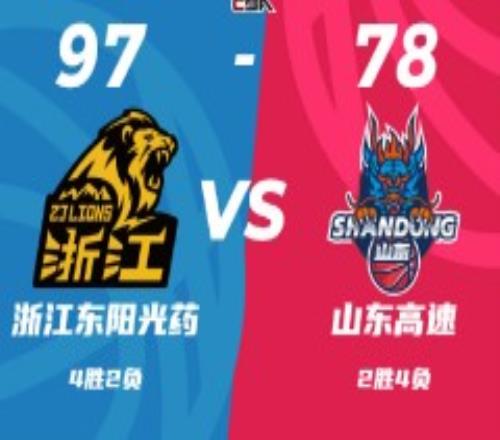 CBA常规赛广厦男篮97-78山东男篮 孙铭徽24+8胡金秋16+9