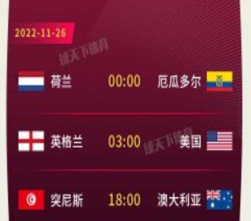 世界杯11月26日全部赛程安排：今天4场小组赛 0点阿根廷vs墨西哥