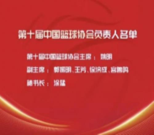 中国篮协新一届领导班子 姚明连任篮协主席宫鲁鸣徐济成担任副主席